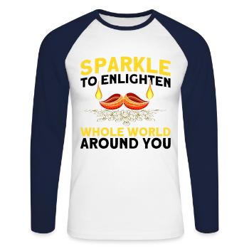 Diwali Hindus Sikh Fest der Lichter Geschenk - Unisex Baseballshirt langarm - Weiß/Navy - Vorne - Nik (191cm)