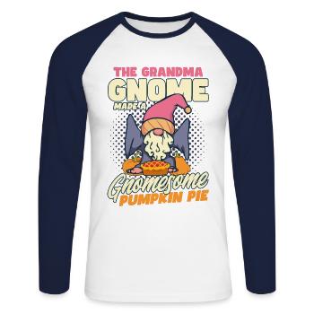 Thanksgiving Funny Gnomes Costume Autumn - Unisex Long Sleeve Baseball T-Shirt - white/navy - Front - Nik (191cm)