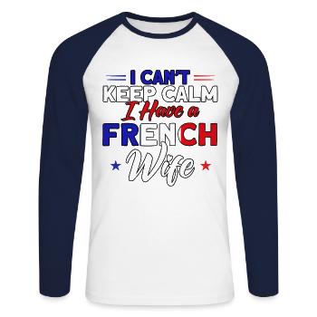 French Flag French Roots Gift - Unisex Long Sleeve Baseball T-Shirt - white/navy - Front - Nik (191cm)