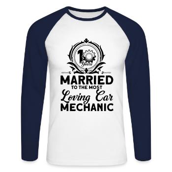 Rose Wedding 10 Years Marriage Gift - Unisex Long Sleeve Baseball T-Shirt - white/navy - Front - Nik (191cm)