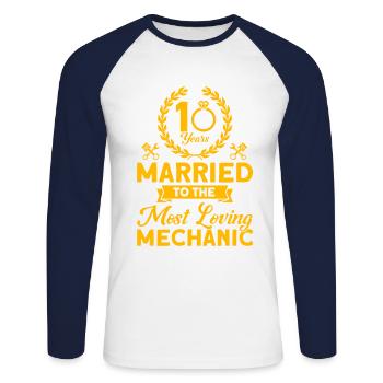 Rose Wedding 10 Years Marriage Gift - Unisex Long Sleeve Baseball T-Shirt - white/navy - Front - Nik (191cm)