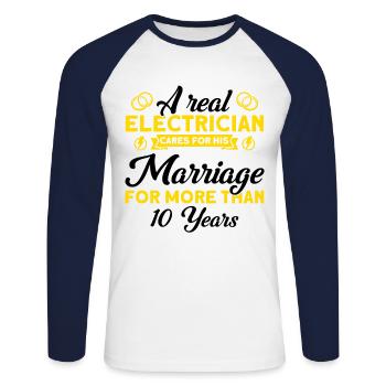 Rose Wedding Worries About His Marriage Gift - Unisex Long Sleeve Baseball T-Shirt - white/navy - Front - Nik (191cm)