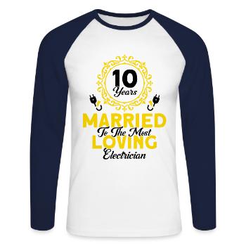 Rose Wedding Most Loving Electrician Gift - Unisex Long Sleeve Baseball T-Shirt - white/navy - Front - Nik (191cm)