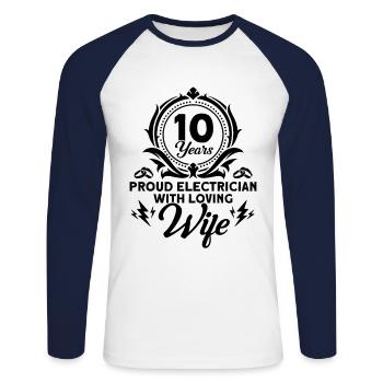 Rose Wedding Electrician with Loving Wife - Unisex Long Sleeve Baseball T-Shirt - white/navy - Front - Nik (191cm)
