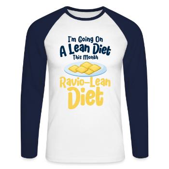 Noodles Noodle Lover Ravioli Cadeau - T-shirt baseball manches longues Homme - blanc/marine - Devant - Nik (191cm)