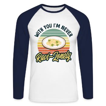 Nudeln Nudel Liebhaber Ravioli Geschenk - Unisex Baseballshirt langarm - Weiß/Navy - Vorne - Nik (191cm)