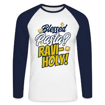 Nudeln Nudel Liebhaber Ravioli Geschenk - Unisex Baseballshirt langarm - Weiß/Navy - Vorne - Nik (191cm)