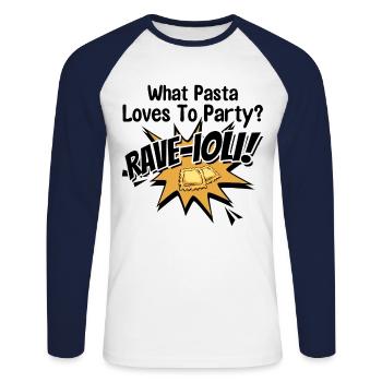 Noodles Noodle Lover Ravioli Cadeau - T-shirt baseball manches longues Homme - blanc/marine - Devant - Nik (191cm)
