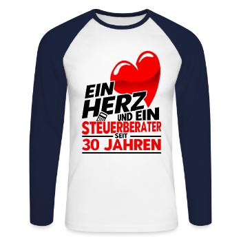 Perlenhochzeit Ehepaar 30. Hochzeitstag Geschenk - Unisex Baseballshirt langarm - Weiß/Navy - Vorne - Nik (191cm)