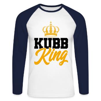 Kubb Kubb König Geschenk - Unisex Baseballshirt langarm - Weiß/Navy - Vorne - Nik (191cm)