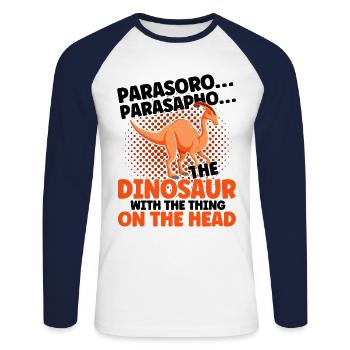 Parasaurolophus Dinosaur Lover Gift - Unisex Long Sleeve Baseball T-Shirt - white/navy - Front - Nik (191cm)