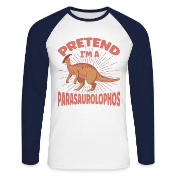Parasaurolophus Dinosaur Lover Gift - Unisex Long Sleeve Baseball T-Shirt - white/navy - Front - Nik (191cm)