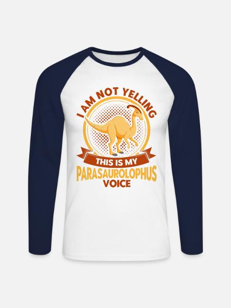 Parasaurolophus Dinosaur Lover Gift - Unisex Long Sleeve Baseball T-Shirt - white/navy