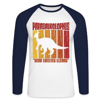 Parasaurolophus Dinosaur Lover Gift - Unisex Long Sleeve Baseball T-Shirt - white/navy - Front - Nik (191cm)