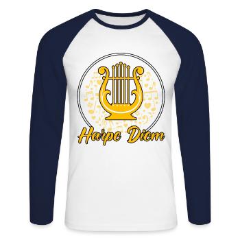 Harpiste Harpiste Joueur De Harpe Professeur Orchestre - T-shirt baseball manches longues Homme - blanc/marine - Devant - Nik (191cm)