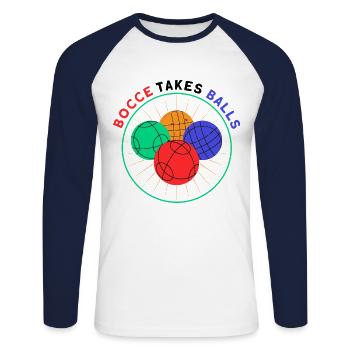 Boules Game Bocce Needs Eggs Gift - Unisex Long Sleeve Baseball T-Shirt - white/navy - Front - Nik (191cm)