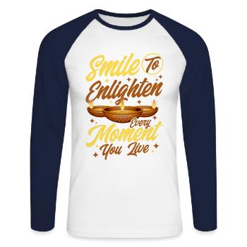 Diwali Hindus Sikh Fest der Lichter Geschenk - Unisex Baseballshirt langarm - Weiß/Navy - Vorne - Nik (191cm)