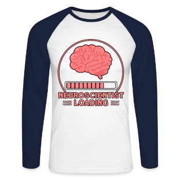 Neurobiologie Neuroscientifique Cadeau - T-shirt baseball manches longues Homme - blanc/marine - Devant - Nik (191cm)