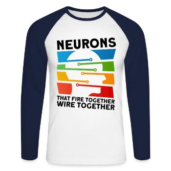 Neurobiologie Neuroscientifique Cadeau - T-shirt baseball manches longues Homme - blanc/marine - Devant - Nik (191cm)