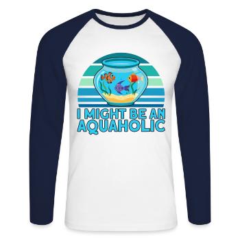 Aquarist Fish Keeper Hobby Aquarium Fish Keeper - T-shirt baseball manches longues Homme - blanc/marine - Devant - Nik (191cm)