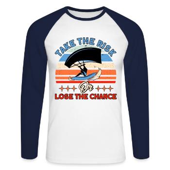 Kiteboarder Kitesurfer Kiten Kiteboard Geschenk - Unisex Baseballshirt langarm - Weiß/Navy - Vorne - Nik (191cm)