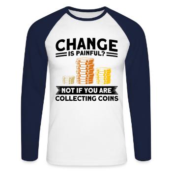 Coin Collection Coin Collectors Numismatics Coin Collections - Unisex Long Sleeve Baseball T-Shirt - white/navy - Front - Nik (191cm)