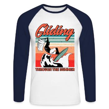 Kiteboarder Kitesurfer Kiten Kiteboard Geschenk - Unisex Baseballshirt langarm - Weiß/Navy - Vorne - Nik (191cm)