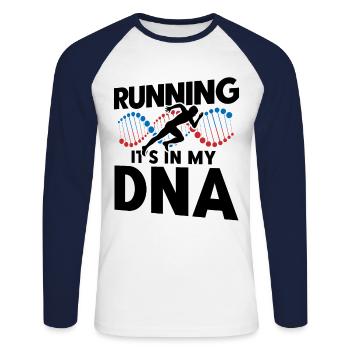 Semi-marathon Running Jogging Cadeau - T-shirt baseball manches longues Homme - blanc/marine - Devant - Nik (191cm)