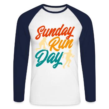 Jogging Runner Half Marathon Gift - Unisex Long Sleeve Baseball T-Shirt - white/navy - Front - Nik (191cm)