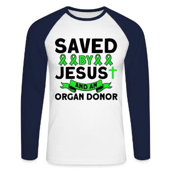 Transplantiert Organtransplantation Operation - Unisex Baseballshirt langarm - Weiß/Navy - Vorne - Nik (191cm)