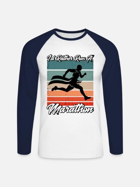 Jogging Running Jogger Gift - Unisex Long Sleeve Baseball T-Shirt - white/navy