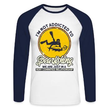Speerfischer Sehr engagierte Speer Beziehung - Unisex Baseballshirt langarm - Weiß/Navy - Vorne - Nik (191cm)