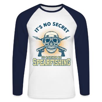 Speerfischen Freitaucher Speerfischer Fischer - Unisex Baseballshirt langarm - Weiß/Navy - Vorne - Nik (191cm)