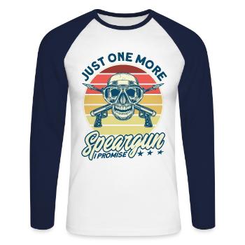 Speerfischen Freitaucher Speerfischer Fischer - Unisex Baseballshirt langarm - Weiß/Navy - Vorne - Nik (191cm)