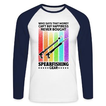 Speerfischen Freitaucher Speerfischer Fischer - Unisex Baseballshirt langarm - Weiß/Navy - Vorne - Nik (191cm)