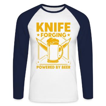 Knives forging knife making blacksmith - Unisex Long Sleeve Baseball T-Shirt - white/navy - Front - Nik (191cm)
