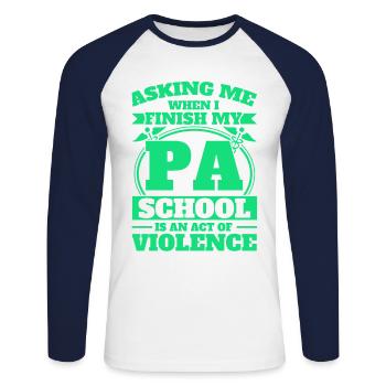 Study Assistant Physician Medical Student Gift - Unisex Long Sleeve Baseball T-Shirt - white/navy - Front - Nik (191cm)