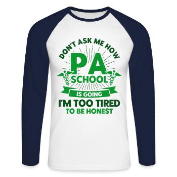 Assistant Physician Medical Training Pre-Clinic - Unisex Long Sleeve Baseball T-Shirt - white/navy - Front - Nik (191cm)