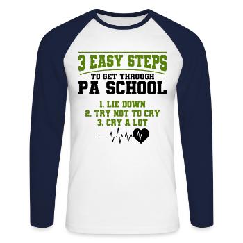 Study Assistant Physician Medical Student Gift - Unisex Long Sleeve Baseball T-Shirt - white/navy - Front - Nik (191cm)