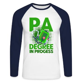 Medical Training Pre-Clinic Study Gift - Unisex Long Sleeve Baseball T-Shirt - white/navy - Front - Nik (191cm)