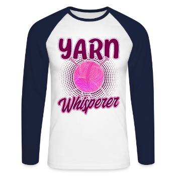 Knitting Yarn Knitting Knitting Fabric Gift - Unisex Long Sleeve Baseball T-Shirt - white/navy - Front - Nik (191cm)