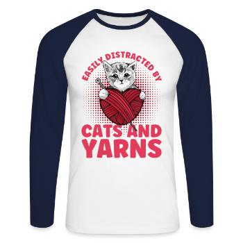 Knitting Knitting Knitting Lovers Gift - Unisex Long Sleeve Baseball T-Shirt - white/navy - Front - Nik (191cm)