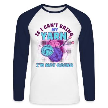 Knitting Yarn Knitting Knitting Fabric Gift - Unisex Long Sleeve Baseball T-Shirt - white/navy - Front - Nik (191cm)