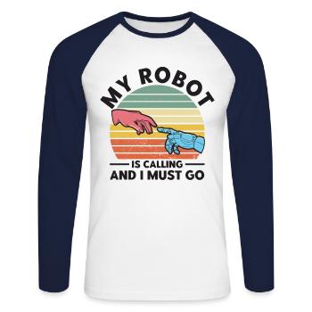 Engineer Teacher Robotics Technology Gift - Unisex Long Sleeve Baseball T-Shirt - white/navy - Front - Nik (191cm)