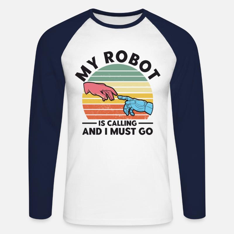 Engineer Teacher Robotics Technology Gift - Unisex Long Sleeve Baseball T-Shirt - white/navy