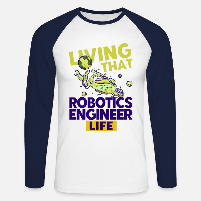 Engineer Teacher Robotics Robot Gift - Unisex Long Sleeve Baseball T-Shirt - white/navy