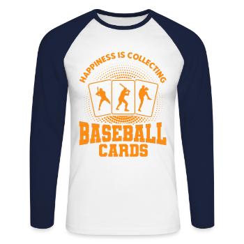 Sports Cards Collection Baseball Card Gift - Unisex Long Sleeve Baseball T-Shirt - white/navy - Front - Nik (191cm)