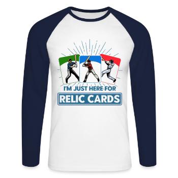 Baseball Card Collector Sports Card Collection - Unisex Long Sleeve Baseball T-Shirt - white/navy - Front - Nik (191cm)