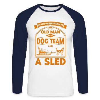 Sledding Sled Dog Racing Dog Sleds - Unisex Long Sleeve Baseball T-Shirt - white/navy - Front - Nik (191cm)