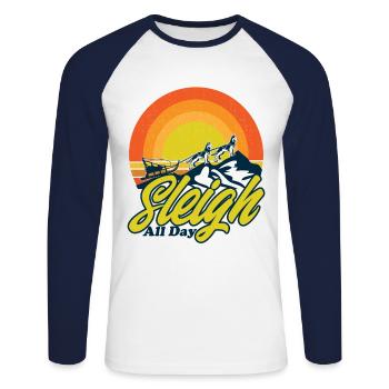 Sled Dog Racing Sledding Dog Sleds - Unisex Long Sleeve Baseball T-Shirt - white/navy - Front - Nik (191cm)